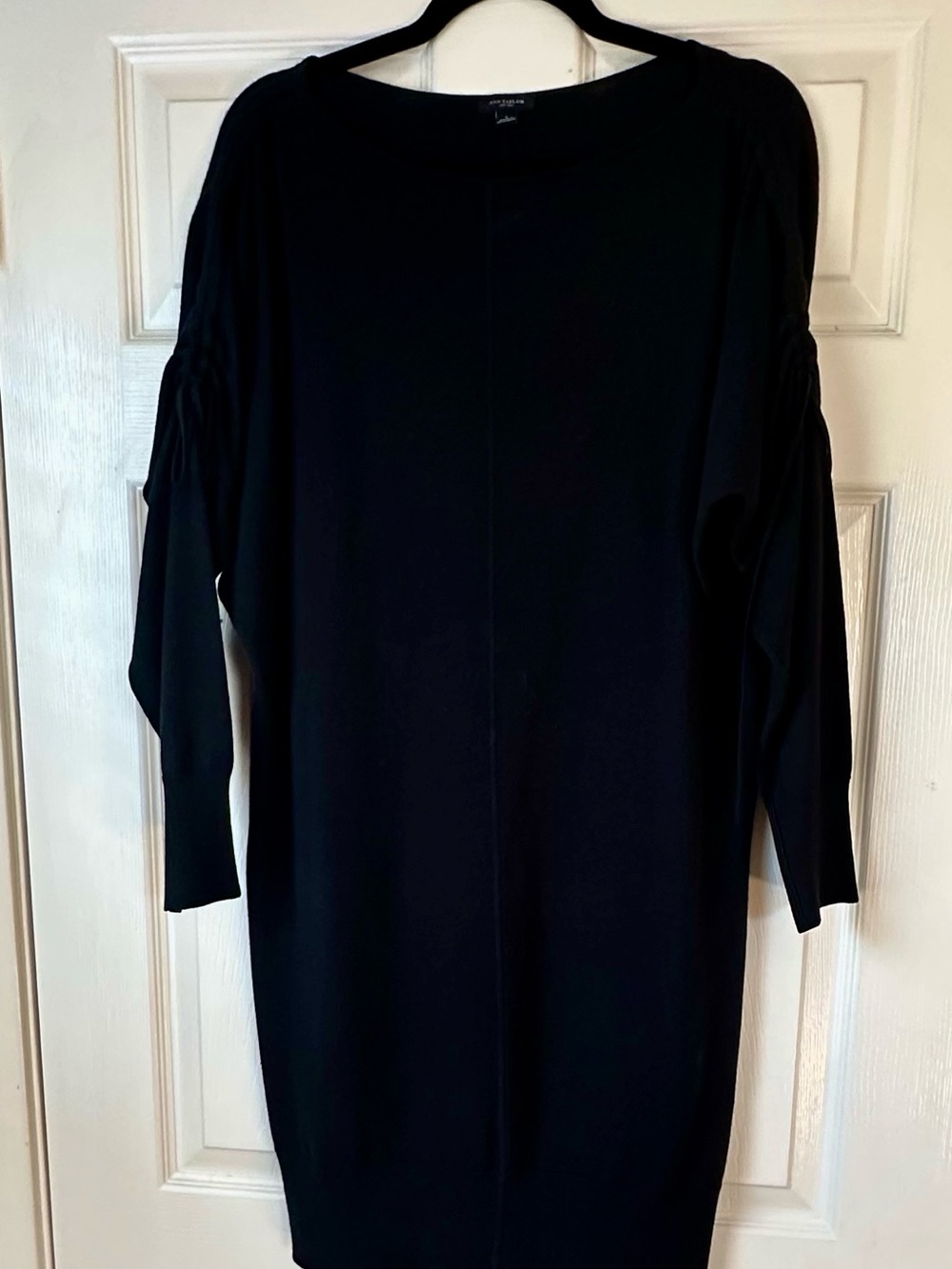 Ann Taylor Black Long Sleeve 100% Merino Wool Knit Shift Dress